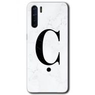 Oppo A91 Beyaz Mermer Desenli Ç Harfi Baskılı Uyumlu Silikon Kılıf