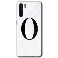 Oppo A91 Beyaz Mermer Desenli Ö Harfi Baskılı Uyumlu Silikon Kılıf