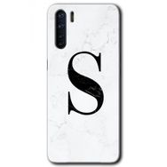 Oppo A91 Beyaz Mermer Desenli Ş Harfi Baskılı Uyumlu Silikon Kılıf