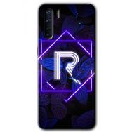 Oppo A91 Dark Neon Yaprak R Harfi Baskılı Uyumlu Silikon Kılıf