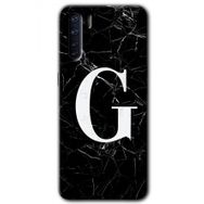Oppo A91 Siyah Mermer Desenli G Harfi Baskılı Uyumlu Silikon Kılıf