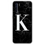 Oppo A91 Siyah Mermer Desenli K Harfi Baskılı Uyumlu Silikon Kılıf