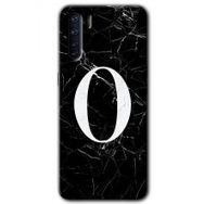 Oppo A91 Siyah Mermer Desenli Ö Harfi Baskılı Uyumlu Silikon Kılıf