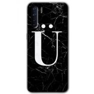 Oppo A91 Siyah Mermer Desenli U Harfi Baskılı Uyumlu Silikon Kılıf