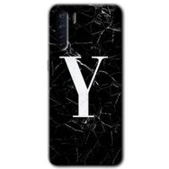 Oppo A91 Siyah Mermer Desenli Y Harfi Baskılı Uyumlu Silikon Kılıf