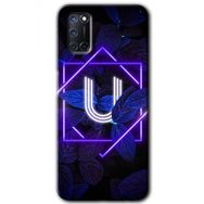 Oppo A92 Dark Neon Yaprak Ü Harfi Baskılı Uyumlu Silikon Kılıf