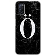Oppo A92 Siyah Mermer Desenli Ö Harfi Baskılı Uyumlu Silikon Kılıf