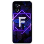 Oppo A96 Dark Neon Yaprak F Harfi Baskılı Uyumlu Silikon Kılıf
