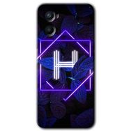 Oppo A96 Dark Neon Yaprak H Harfi Baskılı Uyumlu Silikon Kılıf