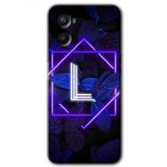 Oppo A96 Dark Neon Yaprak L Harfi Baskılı Uyumlu Silikon Kılıf