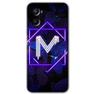 Oppo A96 Dark Neon Yaprak M Harfi Baskılı Uyumlu Silikon Kılıf