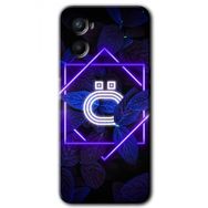 Oppo A96 Dark Neon Yaprak O Harfi Baskılı Uyumlu Silikon Kılıf
