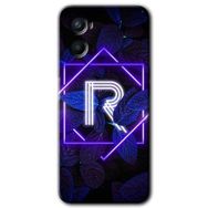 Oppo A96 Dark Neon Yaprak R Harfi Baskılı Uyumlu Silikon Kılıf