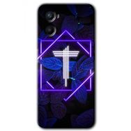 Oppo A96 Dark Neon Yaprak T Harfi Baskılı Uyumlu Silikon Kılıf