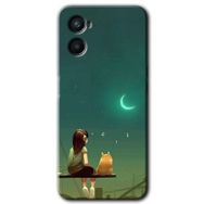 Oppo A96 Kedili Kız Baskılı Uyumlu Silikon Kılıf
