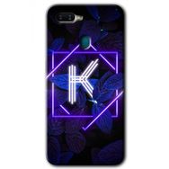 Oppo AX7 Dark Neon Yaprak K Harfi Baskılı Uyumlu Silikon Kılıf