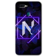 Oppo AX7 Dark Neon Yaprak N Harfi Baskılı Uyumlu Silikon Kılıf