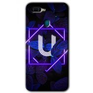 Oppo AX7 Dark Neon Yaprak U Harfi Baskılı Uyumlu Silikon Kılıf