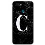 Oppo AX7 Siyah Mermer Desenli Ç Harfi Baskılı Uyumlu Silikon Kılıf