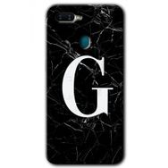 Oppo AX7 Siyah Mermer Desenli G Harfi Baskılı Uyumlu Silikon Kılıf