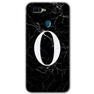 Oppo AX7 Siyah Mermer Desenli Ö Harfi Baskılı Uyumlu Silikon Kılıf