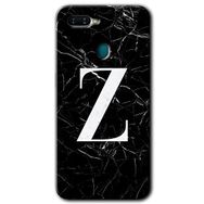 Oppo AX7 Siyah Mermer Desenli Z Harfi Baskılı Uyumlu Silikon Kılıf