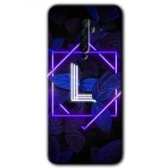 Oppo Reno 2Z Dark Neon Yaprak L Harfi Baskılı Uyumlu Silikon Kılıf
