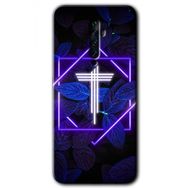 Oppo Reno 2Z Dark Neon Yaprak T Harfi Baskılı Uyumlu Silikon Kılıf