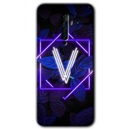 Oppo Reno 2Z Dark Neon Yaprak V Harfi Baskılı Uyumlu Silikon Kılıf