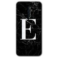 Oppo Reno 2Z Siyah Mermer Desenli E Harfi Baskılı Uyumlu Silikon Kılıf