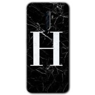 Oppo Reno 2Z Siyah Mermer Desenli H Harfi Baskılı Uyumlu Silikon Kılıf