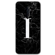 Oppo Reno 2Z Siyah Mermer Desenli İ Harfi Baskılı Uyumlu Silikon Kılıf