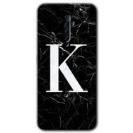Oppo Reno 2Z Siyah Mermer Desenli K Harfi Baskılı Uyumlu Silikon Kılıf