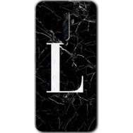 Oppo Reno 2Z Siyah Mermer Desenli L Harfi Baskılı Uyumlu Silikon Kılıf