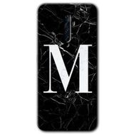 Oppo Reno 2Z Siyah Mermer Desenli M Harfi Baskılı Uyumlu Silikon Kılıf