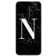 Oppo Reno 2Z Siyah Mermer Desenli N Harfi Baskılı Uyumlu Silikon Kılıf