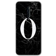 Oppo Reno 2Z Siyah Mermer Desenli O Harfi Baskılı Uyumlu Silikon Kılıf