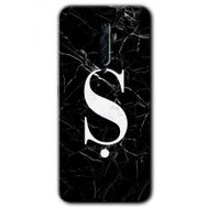 Oppo Reno 2Z Siyah Mermer Desenli Ş Harfi Baskılı Uyumlu Silikon Kılıf