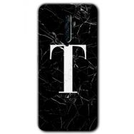 Oppo Reno 2Z Siyah Mermer Desenli T Harfi Baskılı Uyumlu Silikon Kılıf