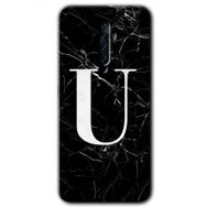 Oppo Reno 2Z Siyah Mermer Desenli U Harfi Baskılı Uyumlu Silikon Kılıf