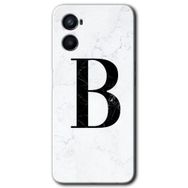 Oppo Reno 3 Beyaz Mermer Desenli B Harfi Baskılı Uyumlu Silikon Kılıf