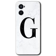Oppo Reno 3 Beyaz Mermer Desenli G Harfi Baskılı Uyumlu Silikon Kılıf