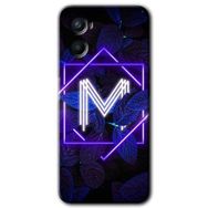 Oppo Reno 3 Dark Neon Yaprak M Harfi Baskılı Uyumlu Silikon Kılıf