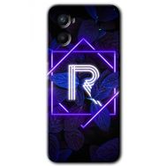 Oppo Reno 3 Dark Neon Yaprak R Harfi Baskılı Uyumlu Silikon Kılıf