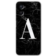 Oppo Reno 3 Siyah Mermer Desenli A Harfi Baskılı Uyumlu Silikon Kılıf