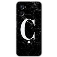 Oppo Reno 3 Siyah Mermer Desenli Ç Harfi Baskılı Uyumlu Silikon Kılıf