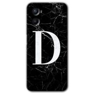 Oppo Reno 3 Siyah Mermer Desenli D Harfi Baskılı Uyumlu Silikon Kılıf