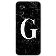 Oppo Reno 3 Siyah Mermer Desenli G Harfi Baskılı Uyumlu Silikon Kılıf