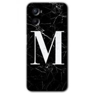 Oppo Reno 3 Siyah Mermer Desenli M Harfi Baskılı Uyumlu Silikon Kılıf