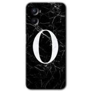 Oppo Reno 3 Siyah Mermer Desenli Ö Harfi Baskılı Uyumlu Silikon Kılıf